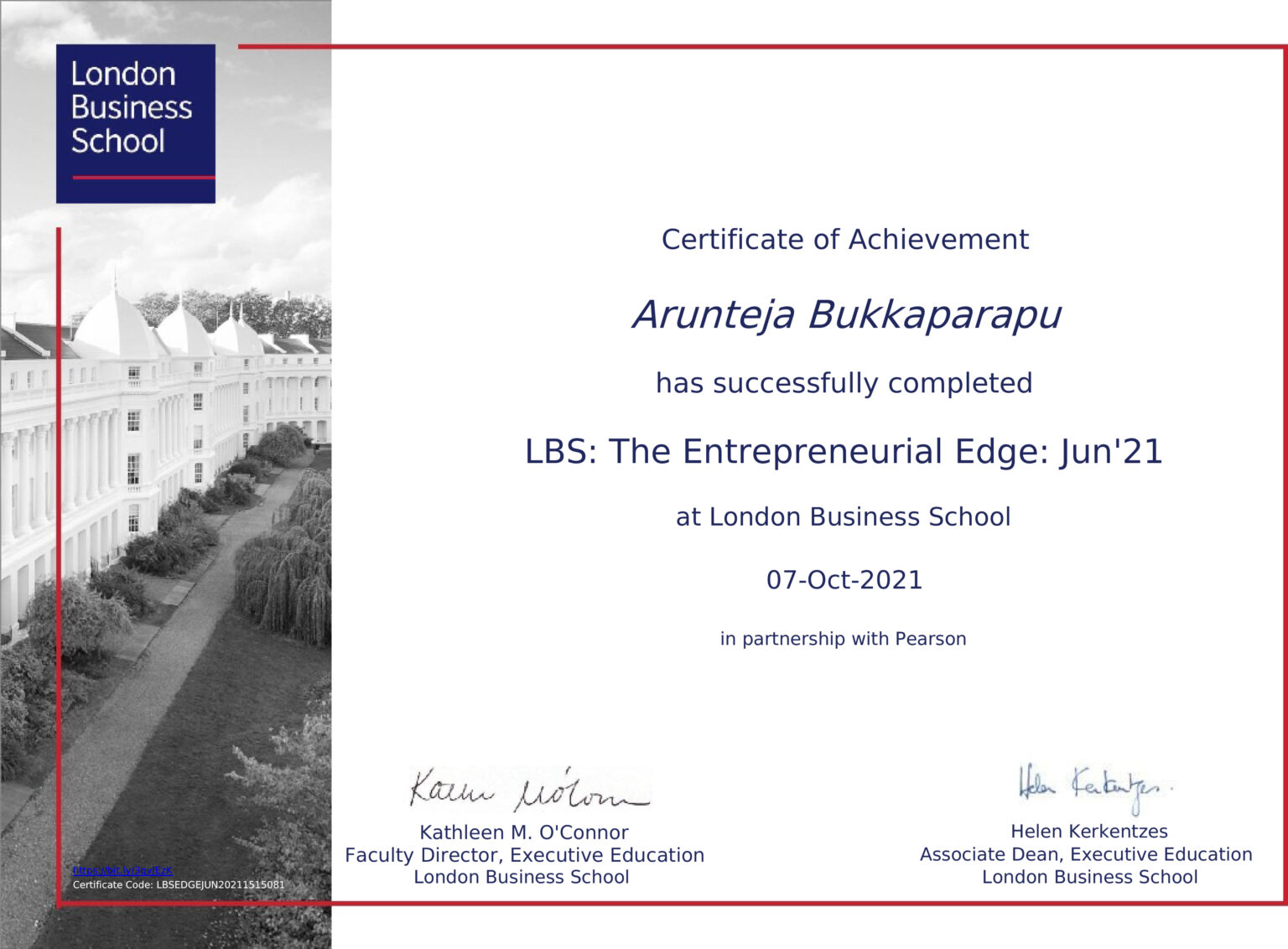 London Business School Arunteja
